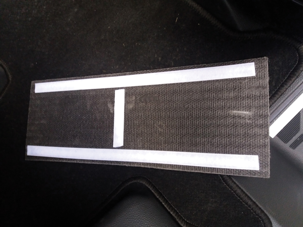The loop part of the tape goes on the carpet’s underside