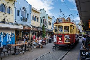 Old tram on New Regent Street in Christchurch