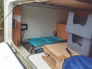 The sender unit fitted in the ‘boot’