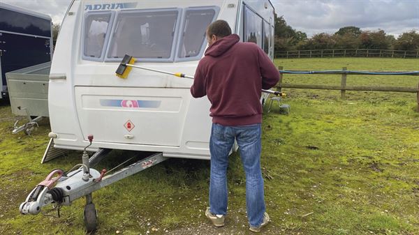 Cleaning caravan bodywork ready for winter