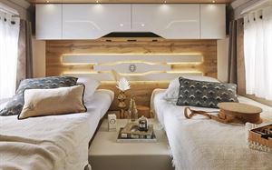 The bedroom in the Le Voyageur 7.8 GJF