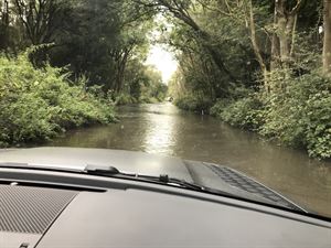 Land Rover Defender in water Land Rover Defender in water