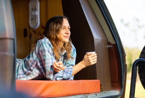Motorhome owner enjoying the sunset