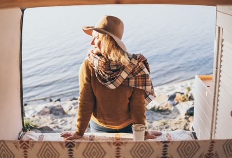 Enjoying the view by the coast in a motorhome