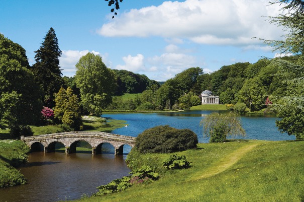 Stourhead’s pretty lake and parkland The view of the lake and parkland