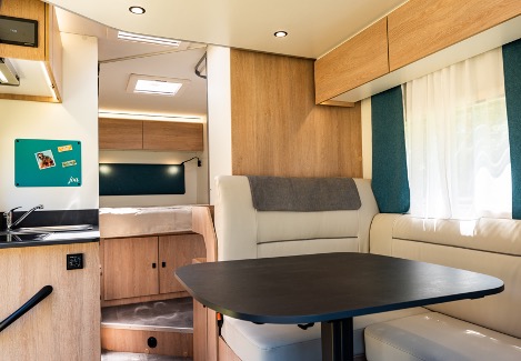 Layouts are designed to feel open The open layout inside the Joa Camp camper