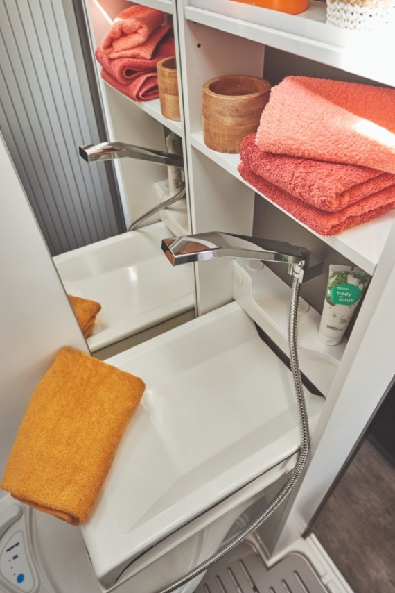 The V540G has a practical washroom V540G washroom