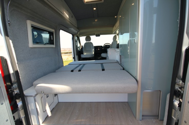 The bed inside the Trouvaille High Top The bed inside the Trouvaille High Top
