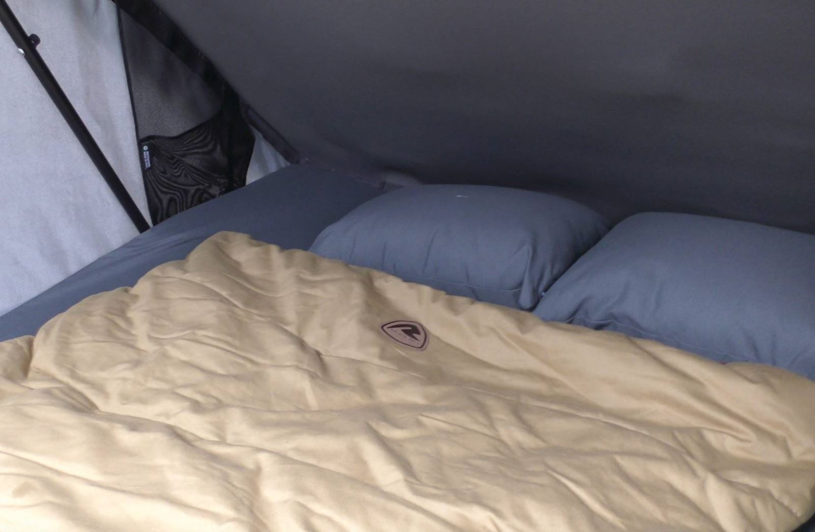 A camping bedroom with sleeping bag A camping bedroom with sleeping bag