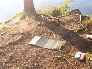 A portable solar charger in action (staff photo) A portable solar charger in action (staff photo)