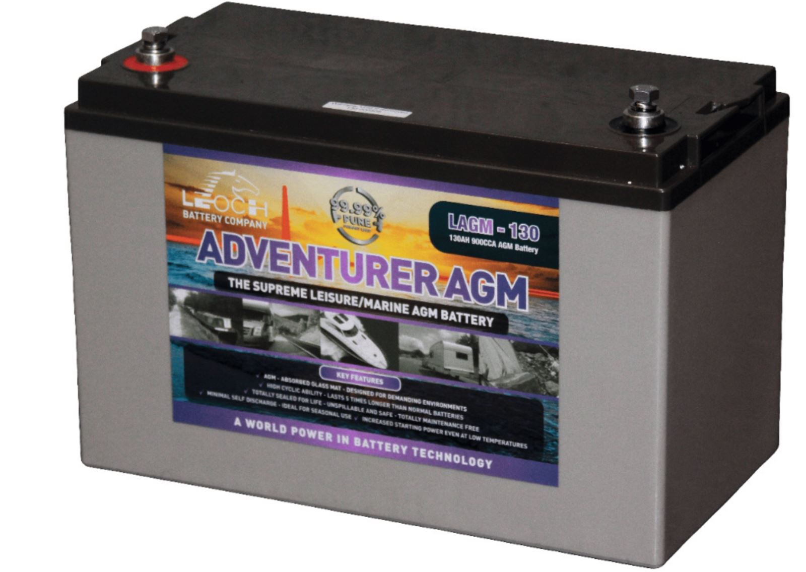 A Leoch Adventurer AGM leisure battery An Adventure AGm leisure battery