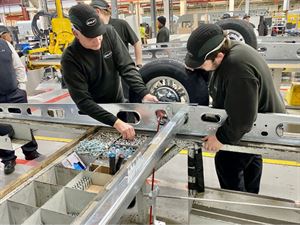 Fitting an axle to the chassis (photo courtesy of Lee Davey)