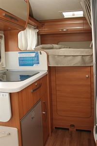 Looking down the motorhome towards the bed