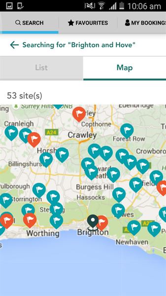 The Caravan Club app lets you search for specific services