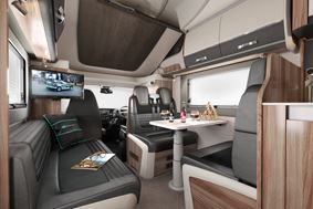 The Swift Kon-tiki 675 has a pullman dinette that can travel four passengers in the rear