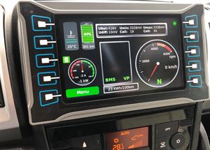 The dashboard of the The new Iridium electric motorhome
