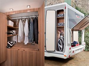 Chausson's 610 with a big front lounge and this rear external storage/wardrobe design