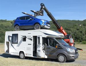 Putting a car on top of a 2016 Chausson to demonstrate its IRP build system