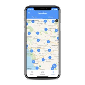 The Thetford iNDUS app shows locations for emptying points