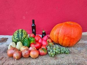 One of the welcome packs with vegetables and oil
