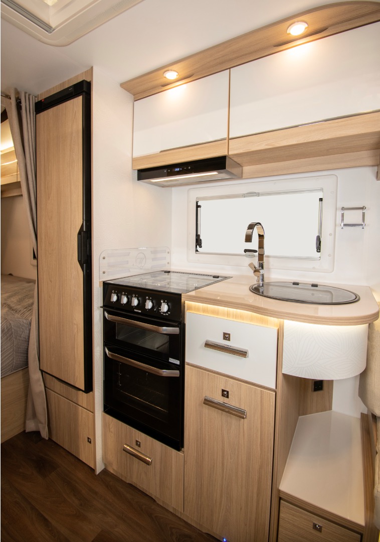 The kitchen area inside the La Mancelle Liberty 440 PC