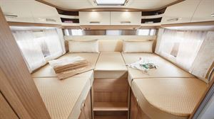 The bedroom inside the c-tourer I 145 RB LE (photo courtesy of Carthago)