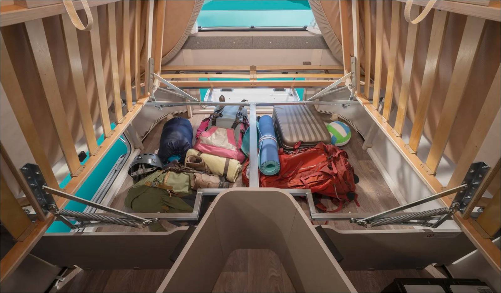 Storage space inside the Eriba Touring 310