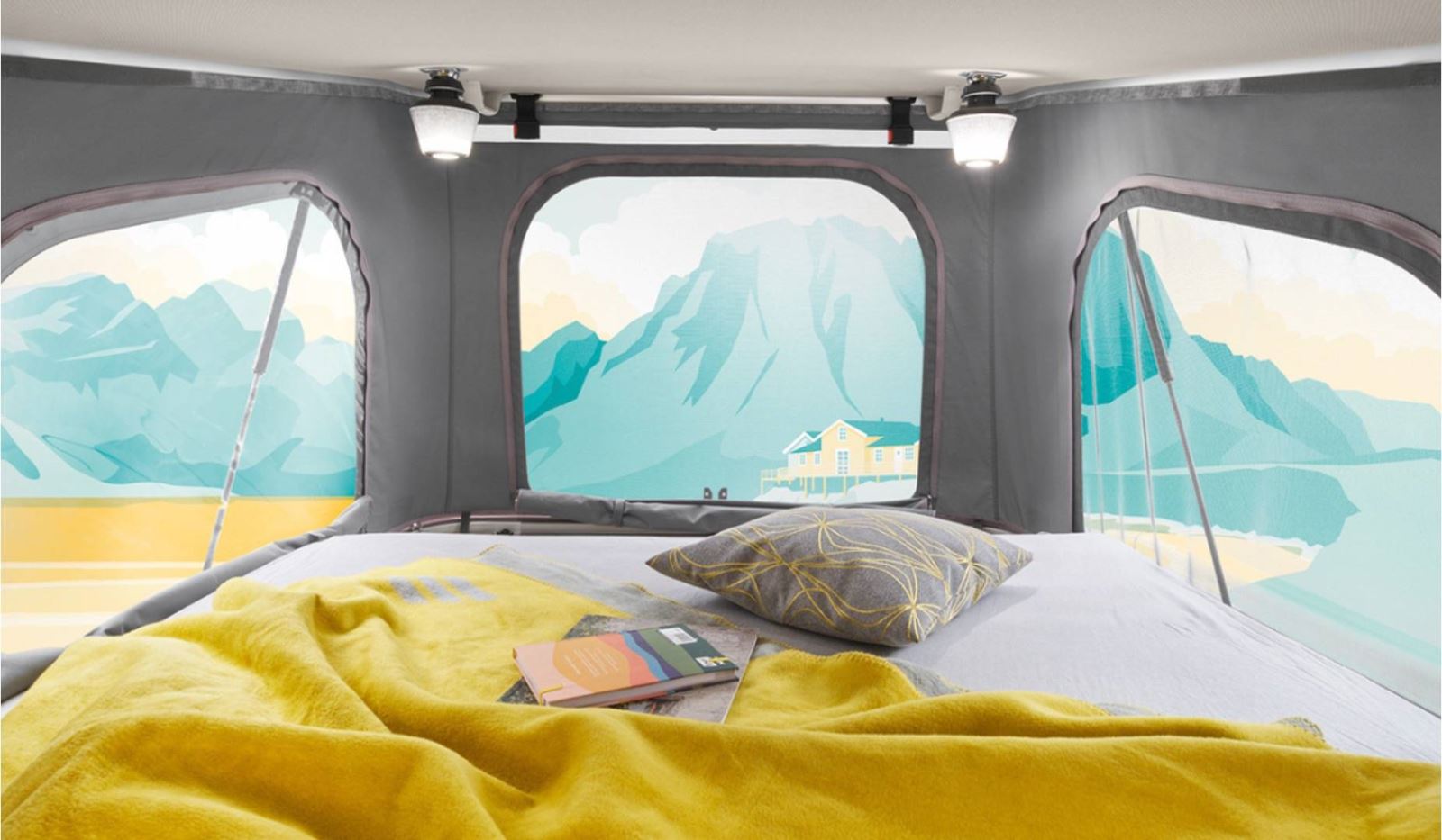 The bedroom inside the Eriba Touring 310