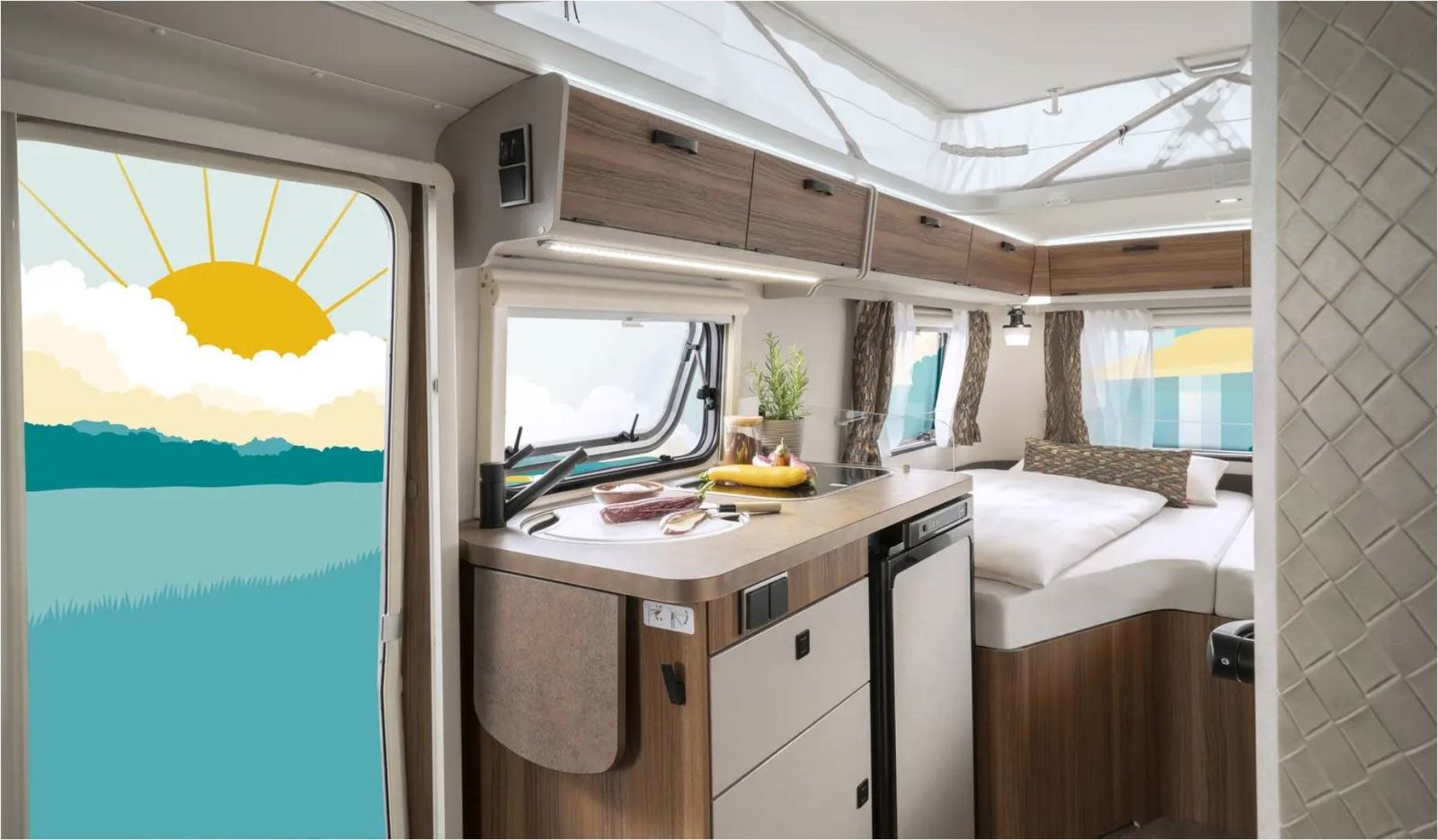 The kitchen inside the Eriba Touring 310