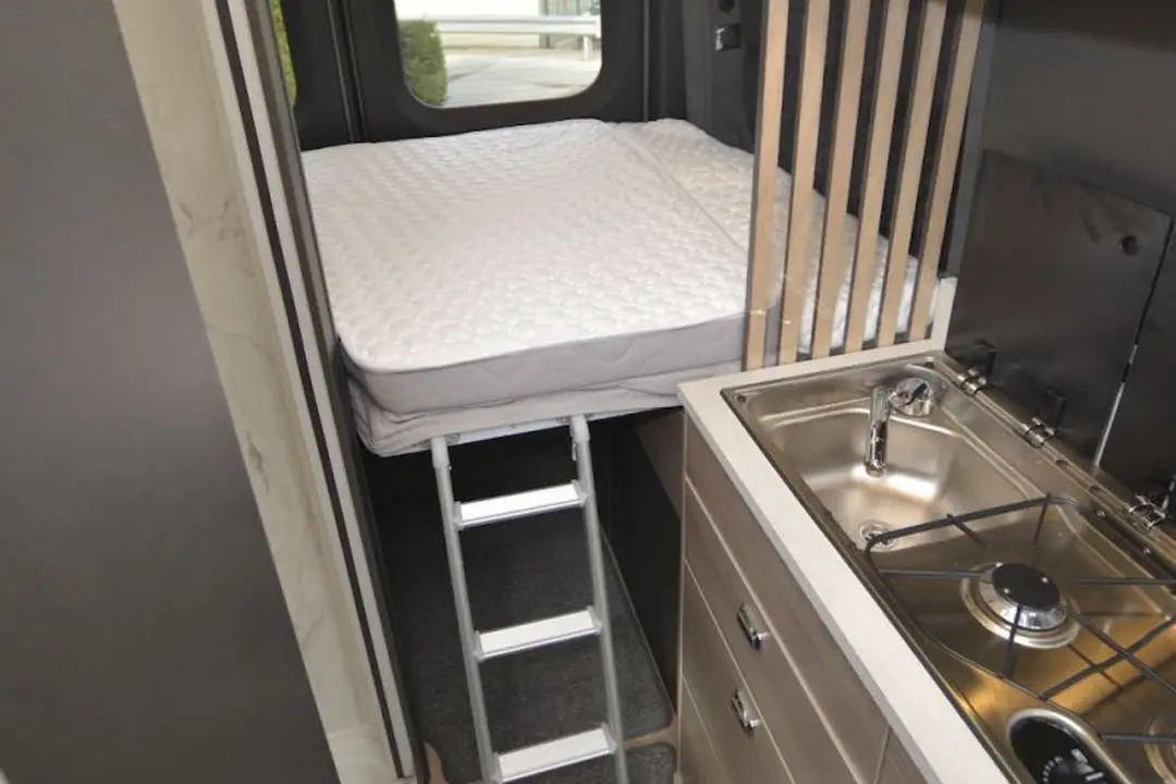 Swift Trekker campervan has a fixed bed Swift Trekker campervan has a fixed bed