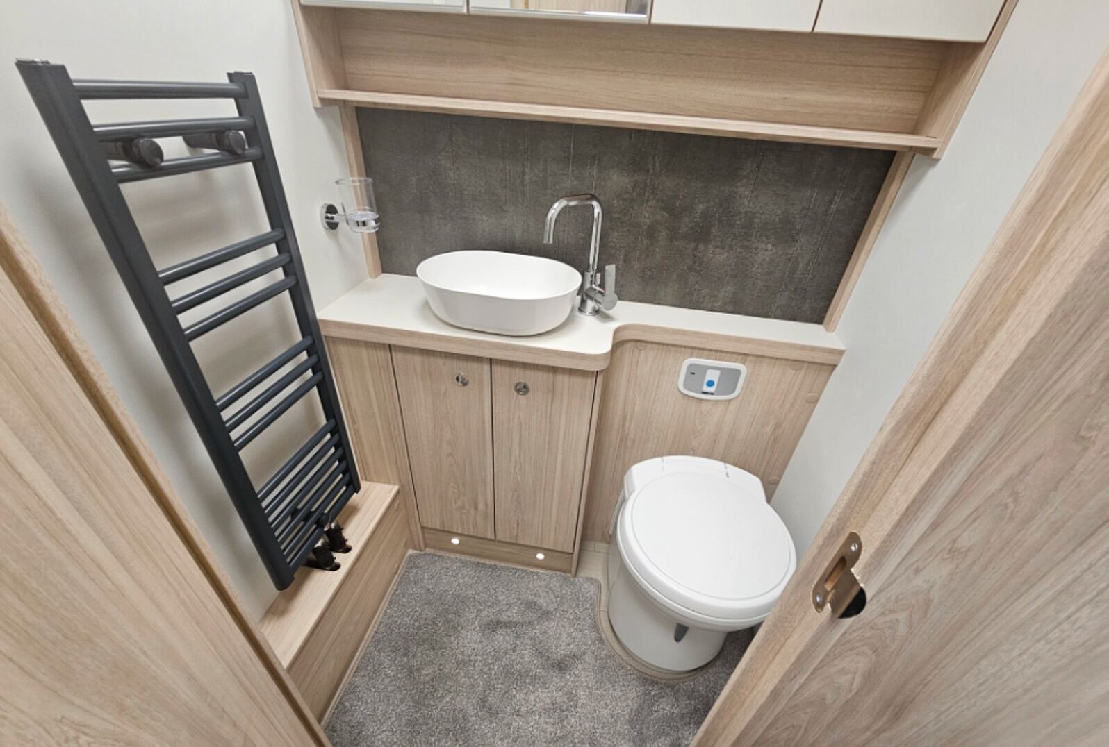 The washroom inside the Elddis Crusader Tempest 60th Special Edition