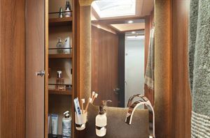 The washroom inside the Carthago C2-tourer (photo courtesy of Carthago) The washroom inside the Carthago C2-tourer (photo courtesy of Carthago)