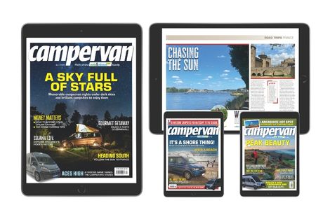 image of campervan magazine on digital screens