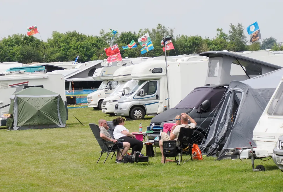 The glorious camping fields at the Malvern Autumn Show where friends meet for the last show of the season.