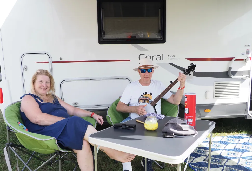Happy campers enjoying at the South West Motorhome & Campervan Show