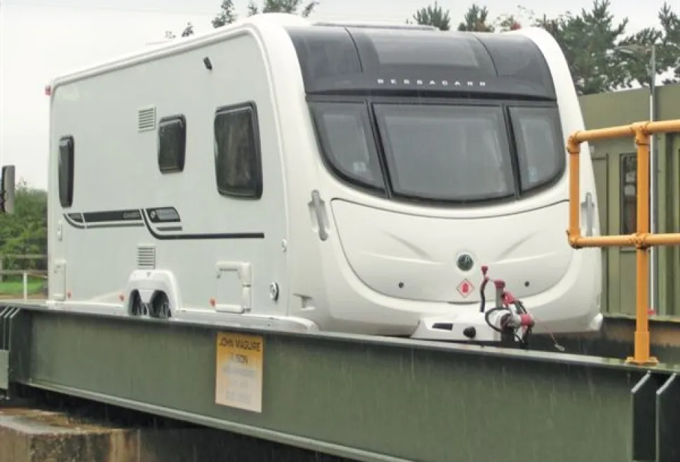 A caravan being weighed