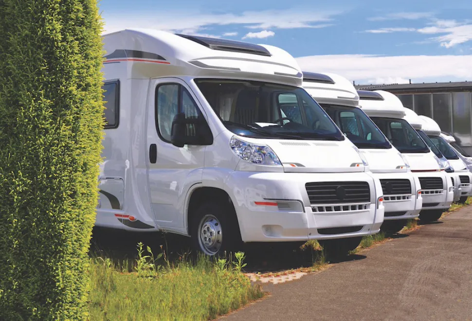 Motorhomes at a dealer