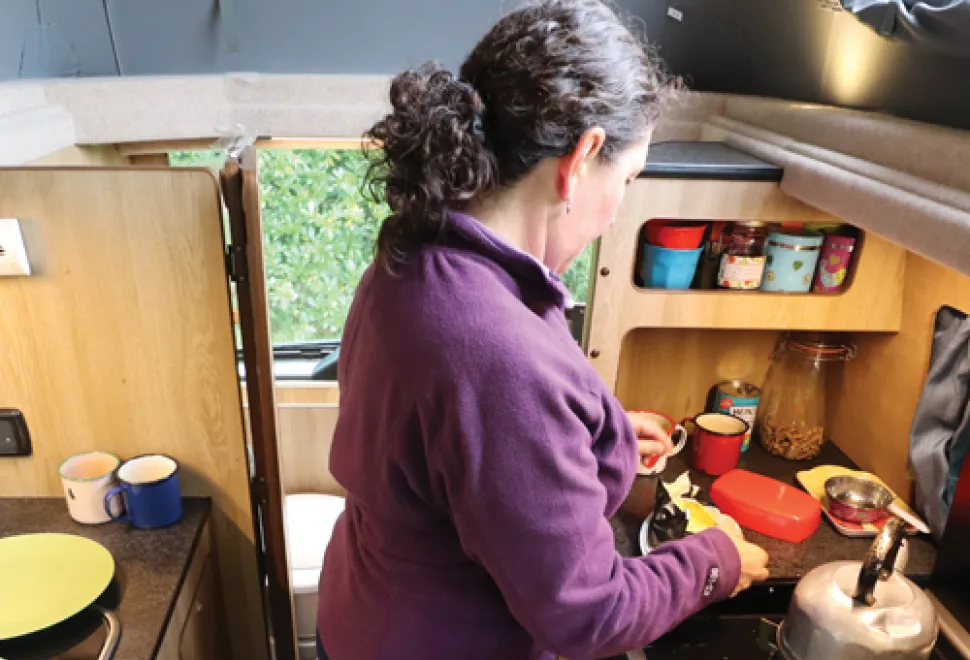 Cooking in rear kitchen