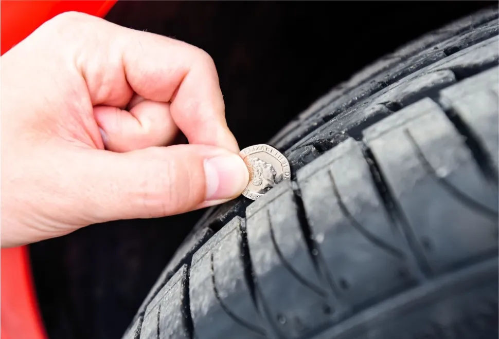 Checking tyre tread depth