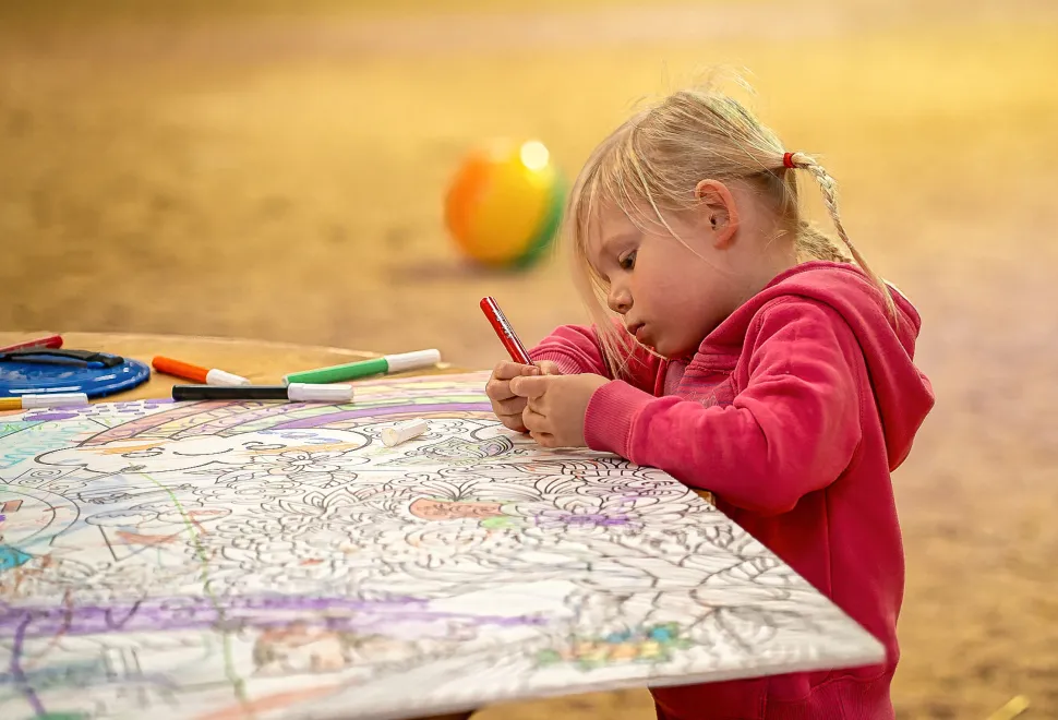 Doodle drawings for kids to enjoy in the Beach Barn at Campervan Campout Festival