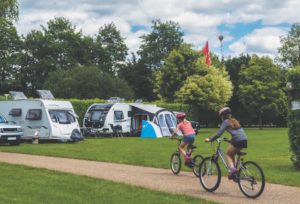 Family friendly campsite pitch at Applewood Countryside Park, Norfolk