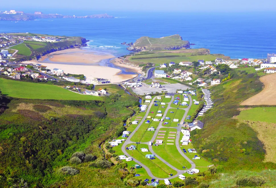 Porth Beach sits in a cove