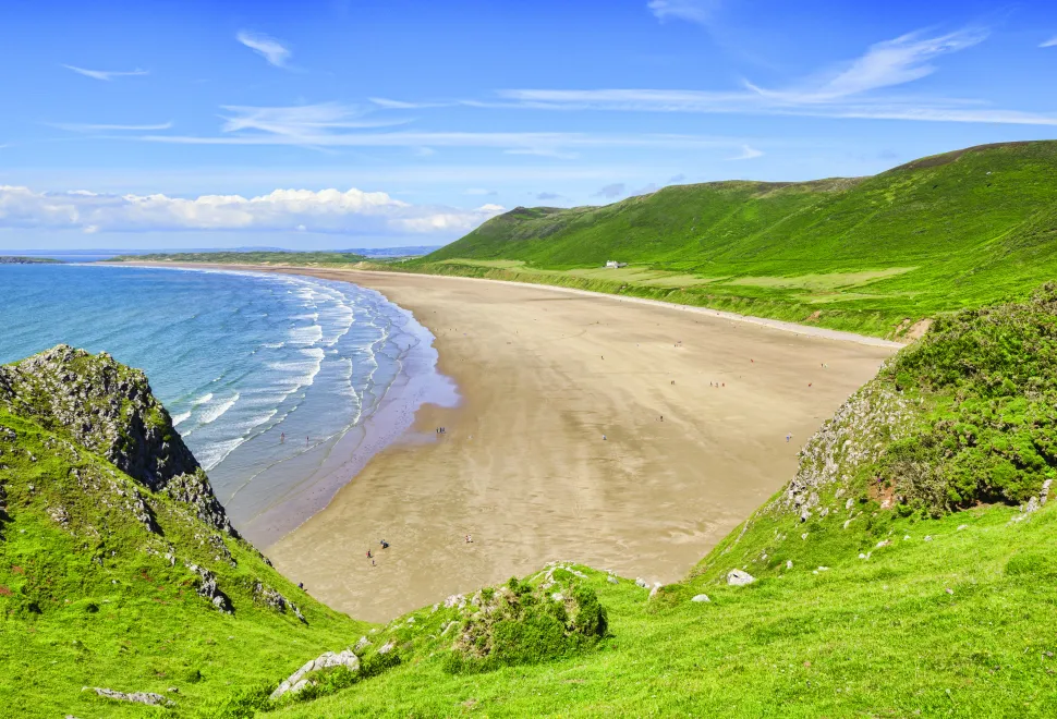 Rhossili Bay is a popular surfing destination