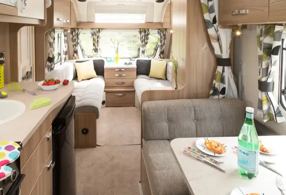 Inside a modern family caravan