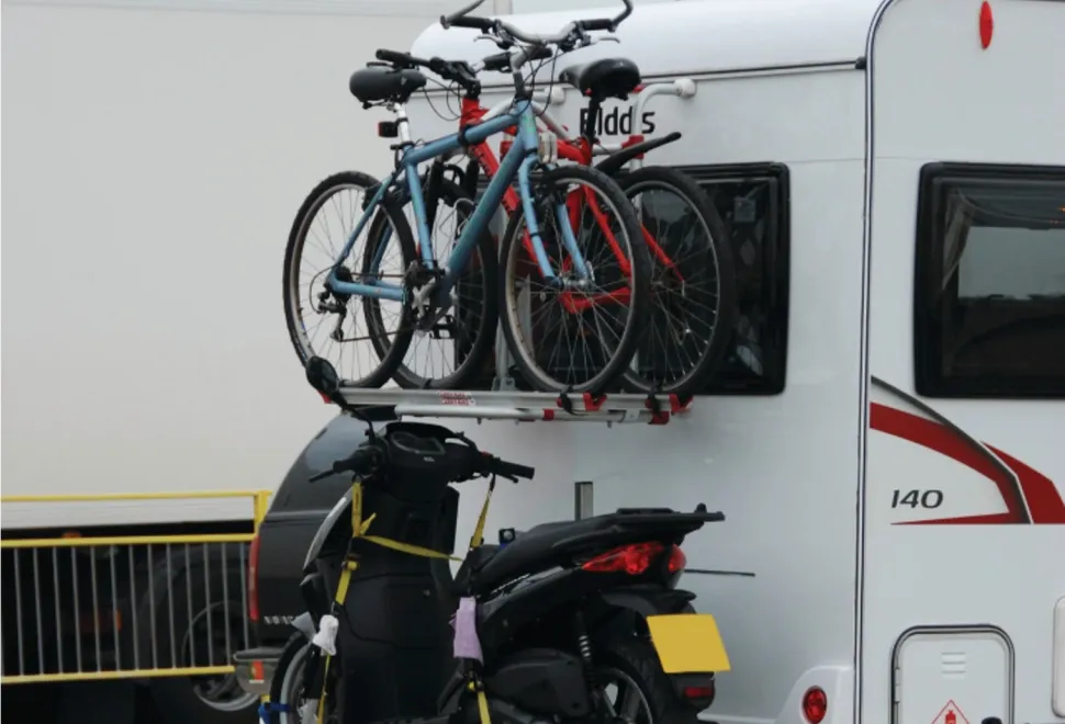 A motorhome bike rack