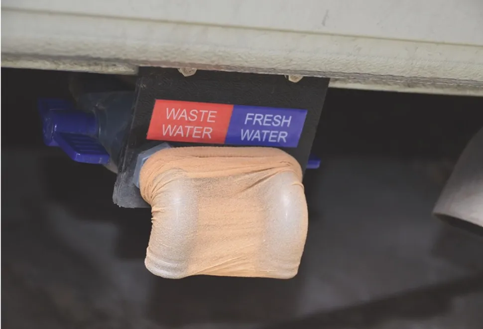 A pop sock on motorhome water tanks