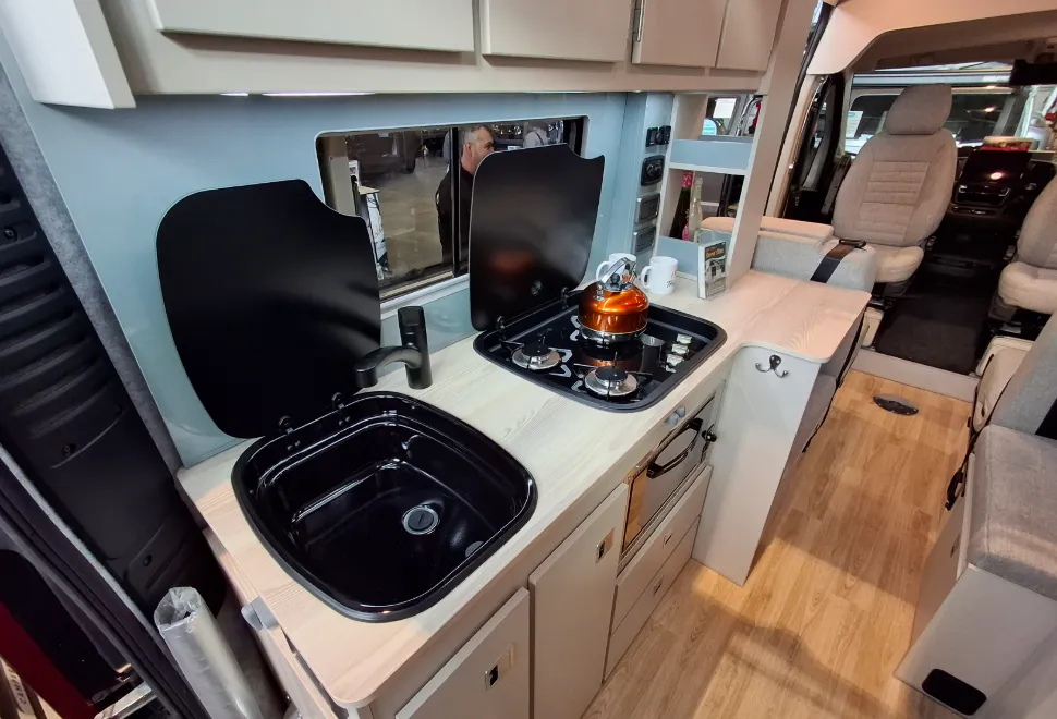 Orange Campers Trouvaille High Roof kitchen