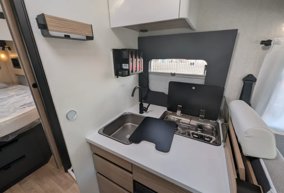 There's a decent amount of worktop space for such a compact kitchen