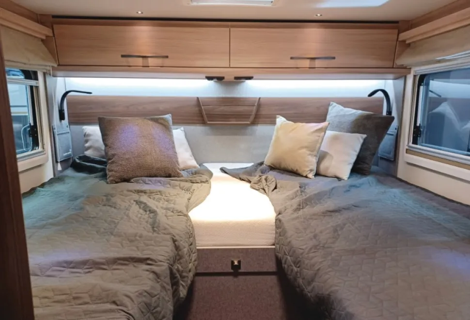 The bedroom inside the Eura Mobil Integra Line GT IL726EF