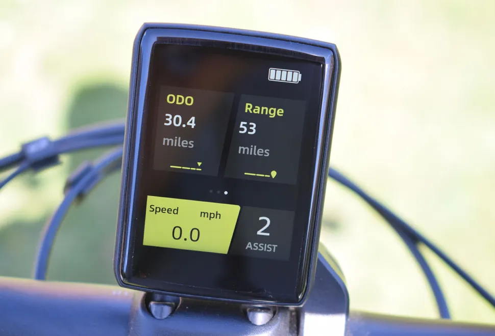 Range estimator on a Tenways AGO Air ebike